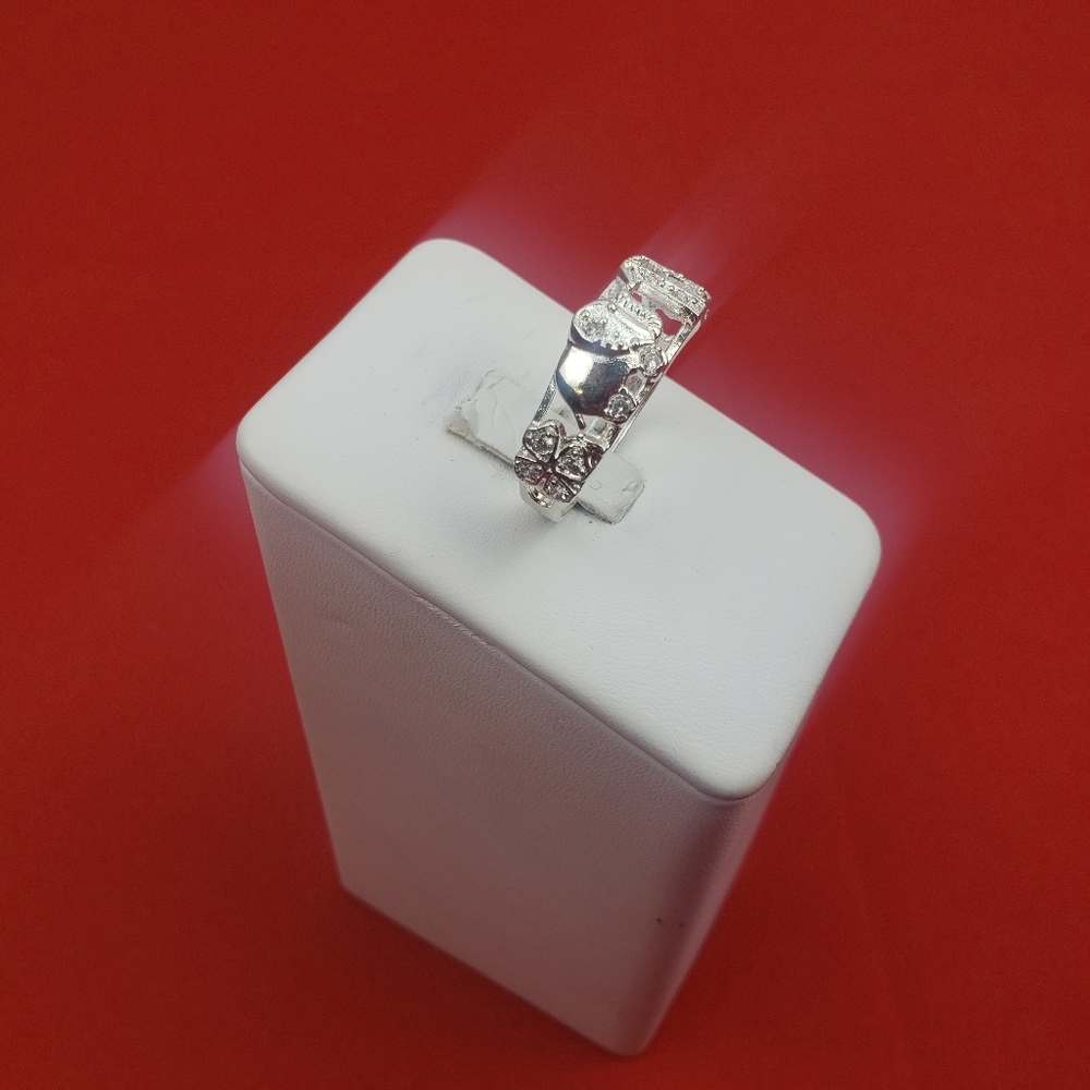 925 real solid sterling silver men's with zircon ston  Good Luck Symbol Sz‎ 11.5 - Picture 10 of 16